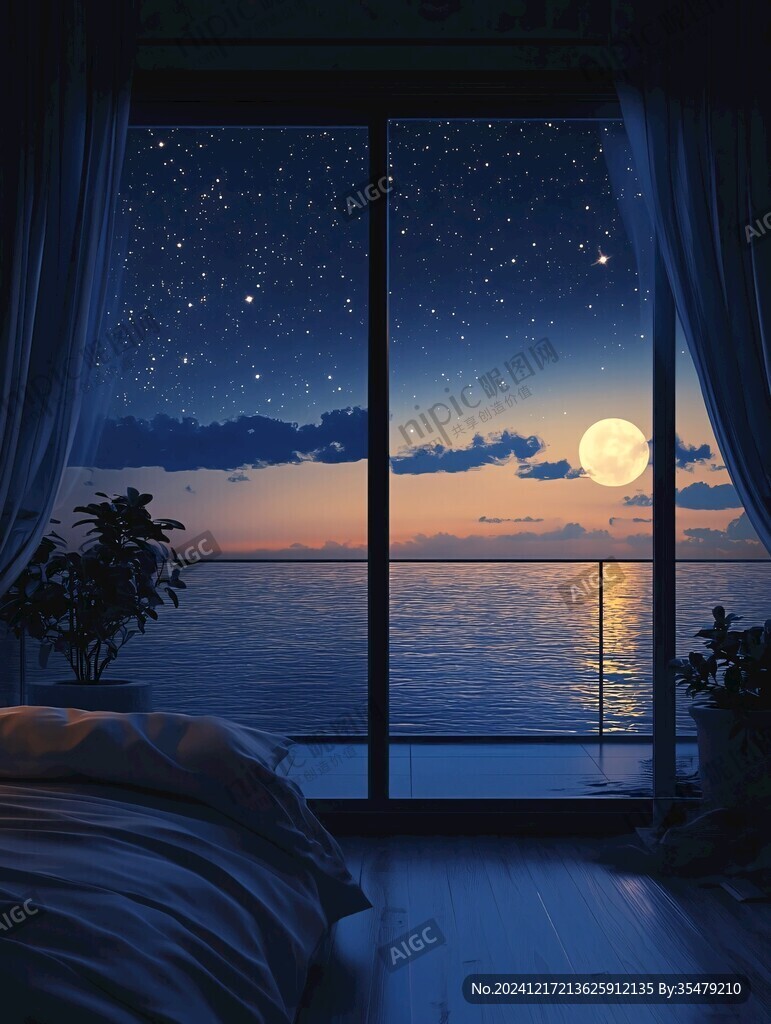 手繪唯美夜晚