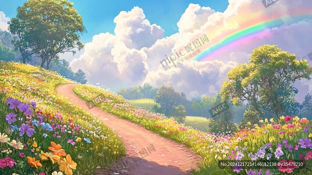 唯美夢幻花田場景