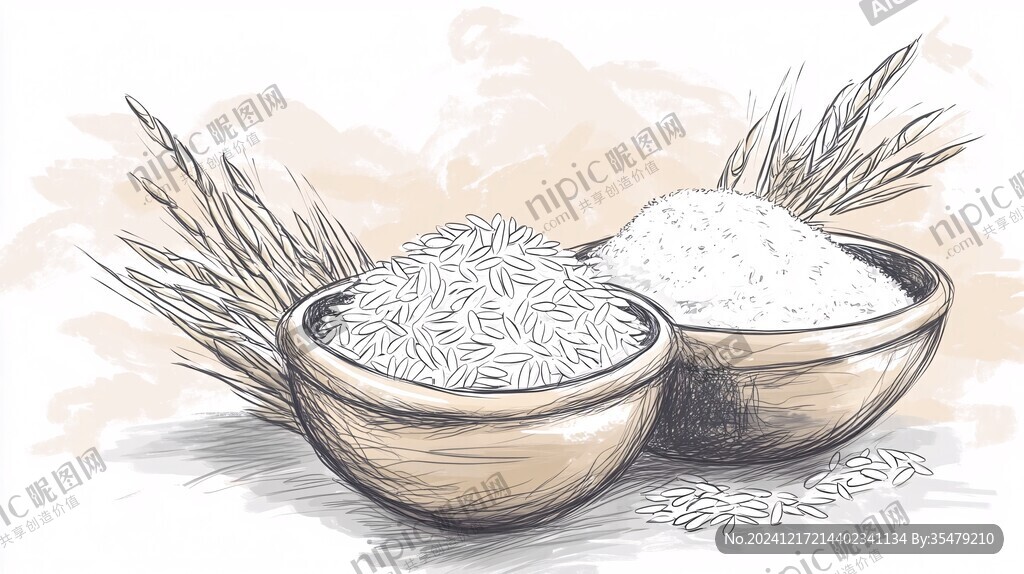 健康米面插畫