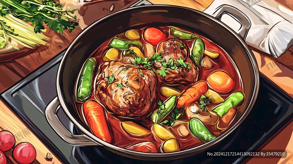 大鍋鹵肉插畫
