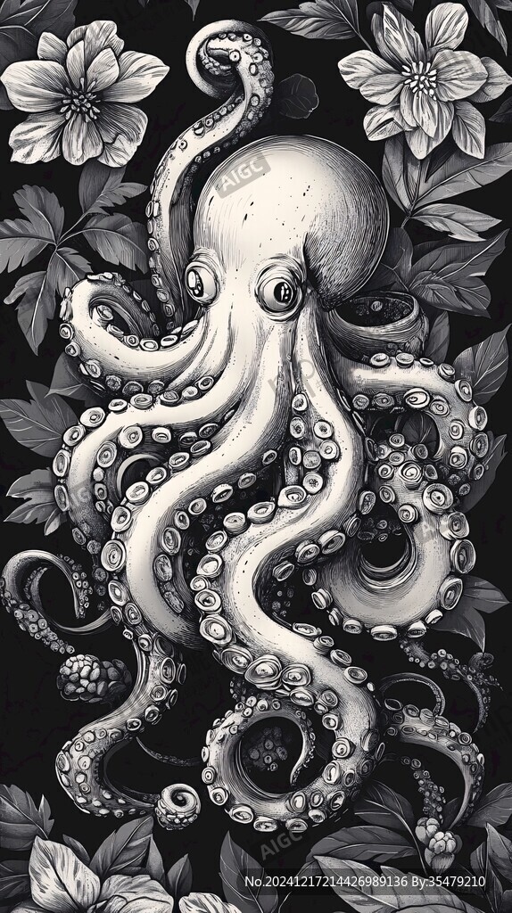 手繪章魚插畫