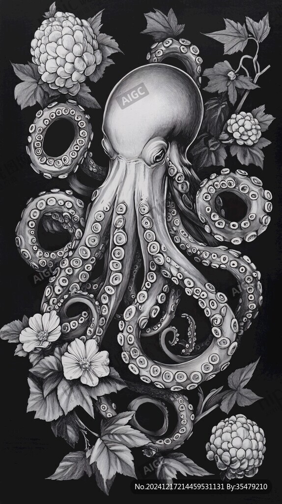 手繪章魚插畫