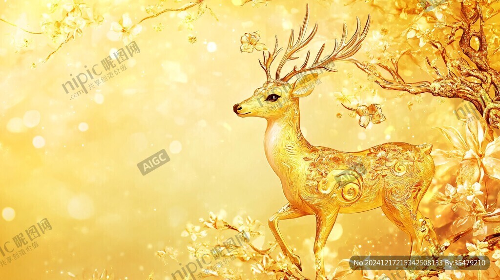 金色麋鹿背景墻