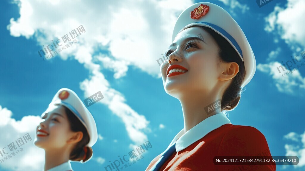 陽光下的乘務員
