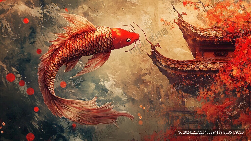 中式風格紅鯉魚
