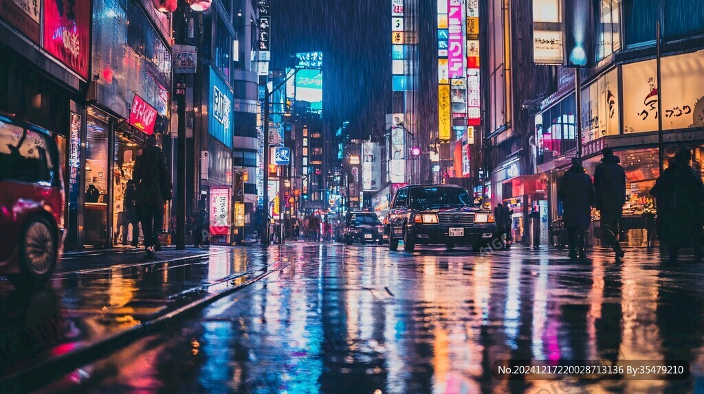 日本街頭夜景街道