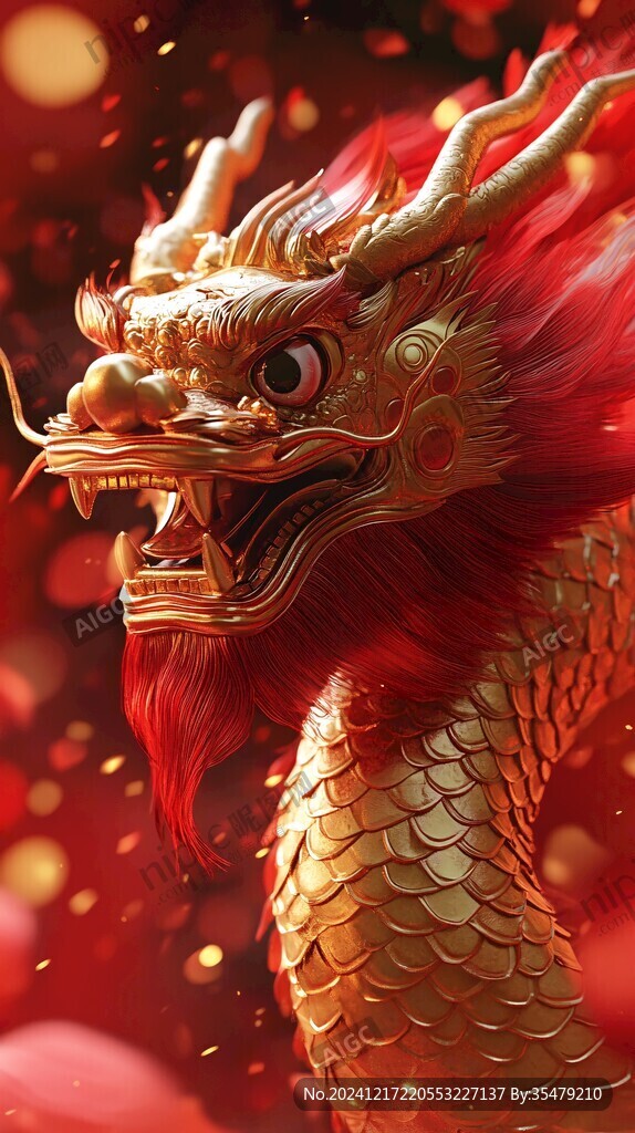 龍年紅金漸變插畫