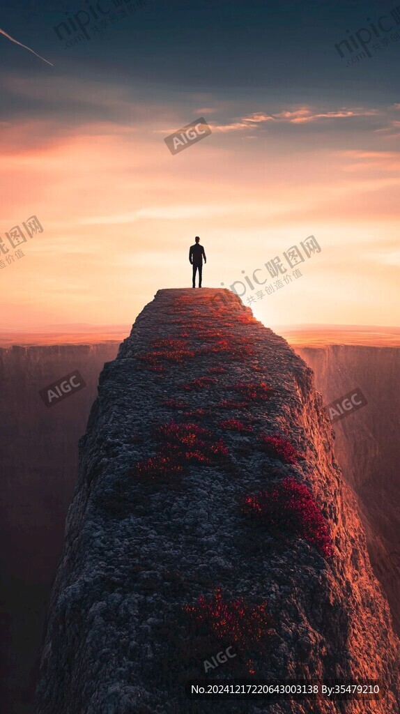 站在懸崖邊上男人背影