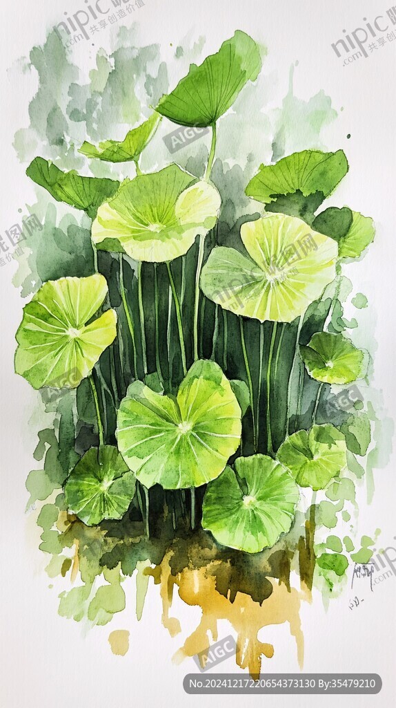 手繪銅錢(qián)草插畫(huà)