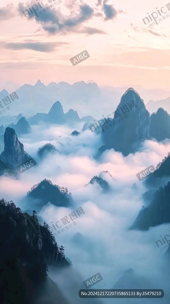云霧繚繞仙山夢境