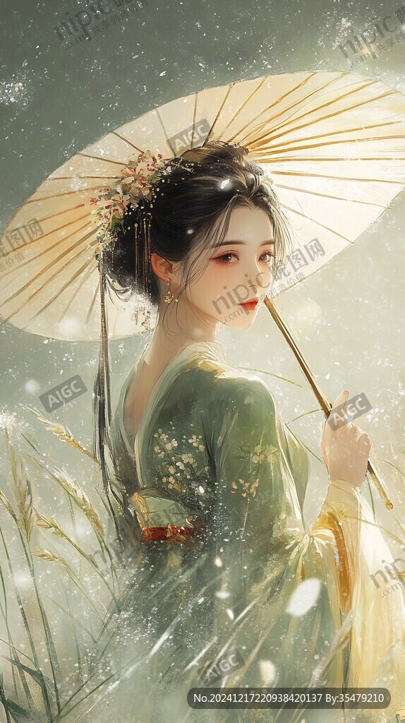 古風(fēng)美女頭像插畫封面