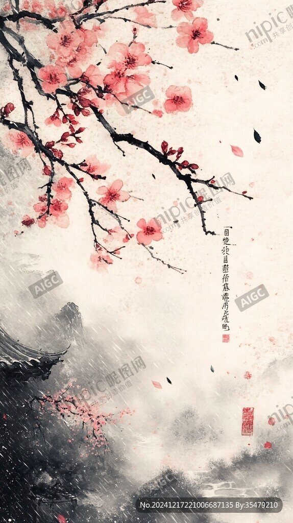 梅花綻放古風(fēng)水墨風(fēng)