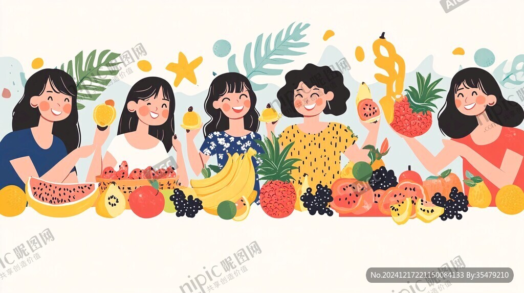 水果女孩插畫