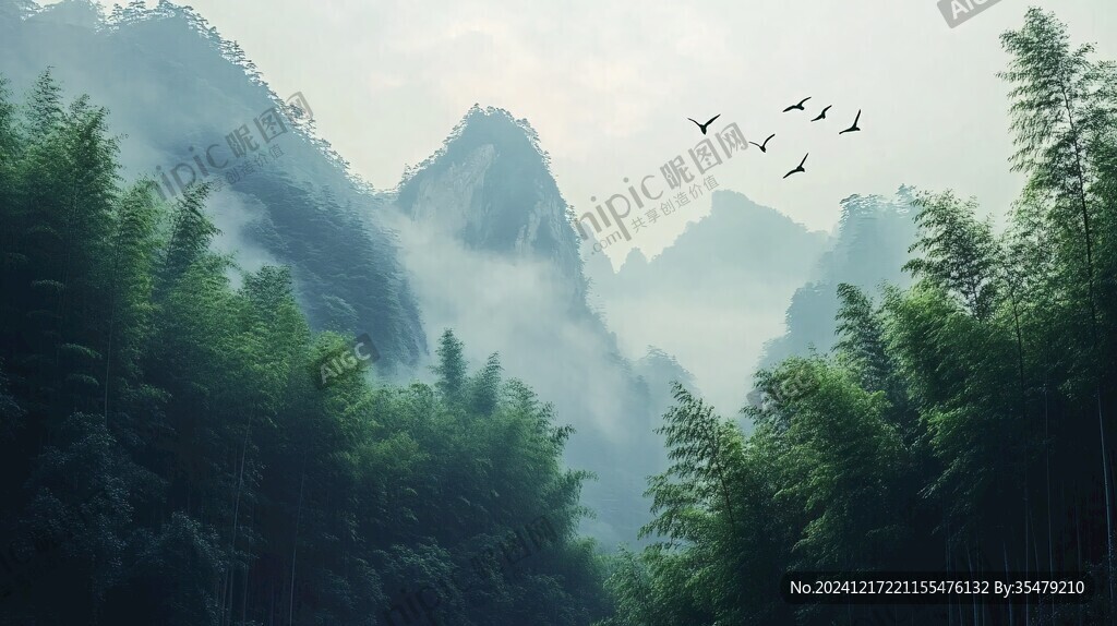 竹海風(fēng)景畫