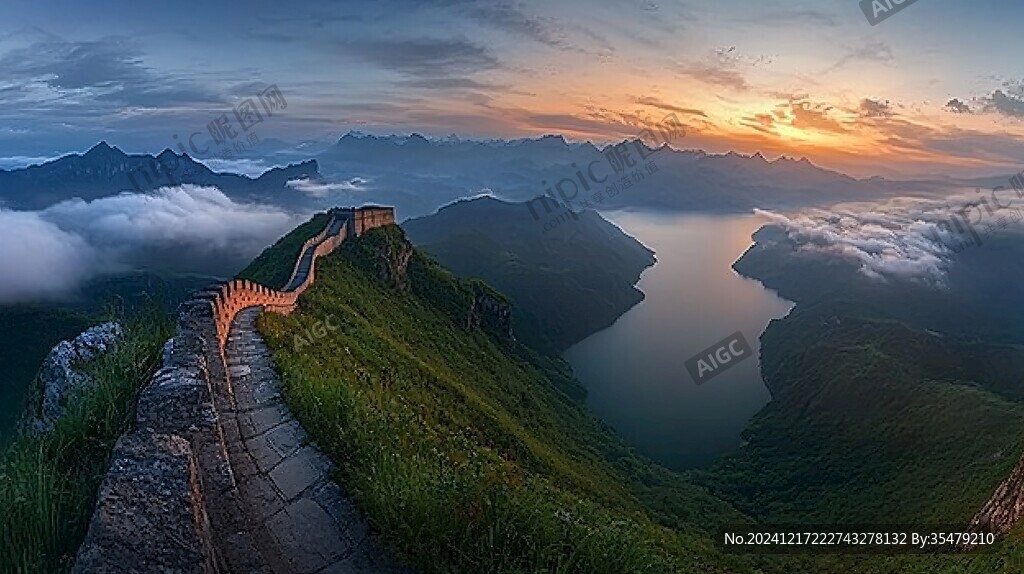 蜿蜒曲折長城美景