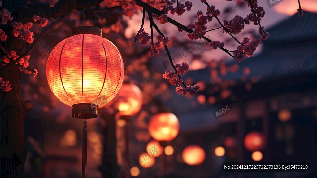 燈籠與紅櫻