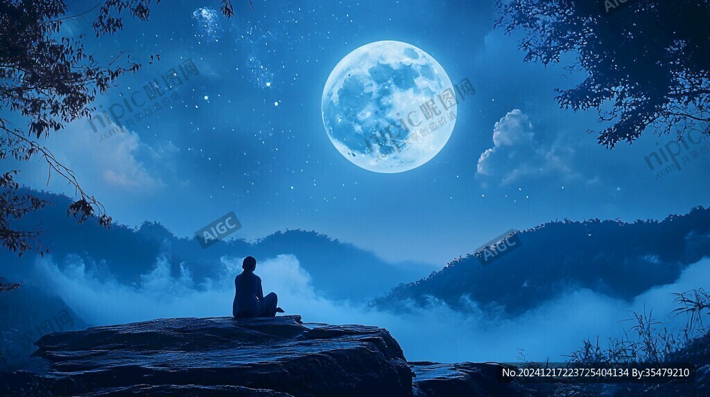 禪境秋夜極品意境插畫