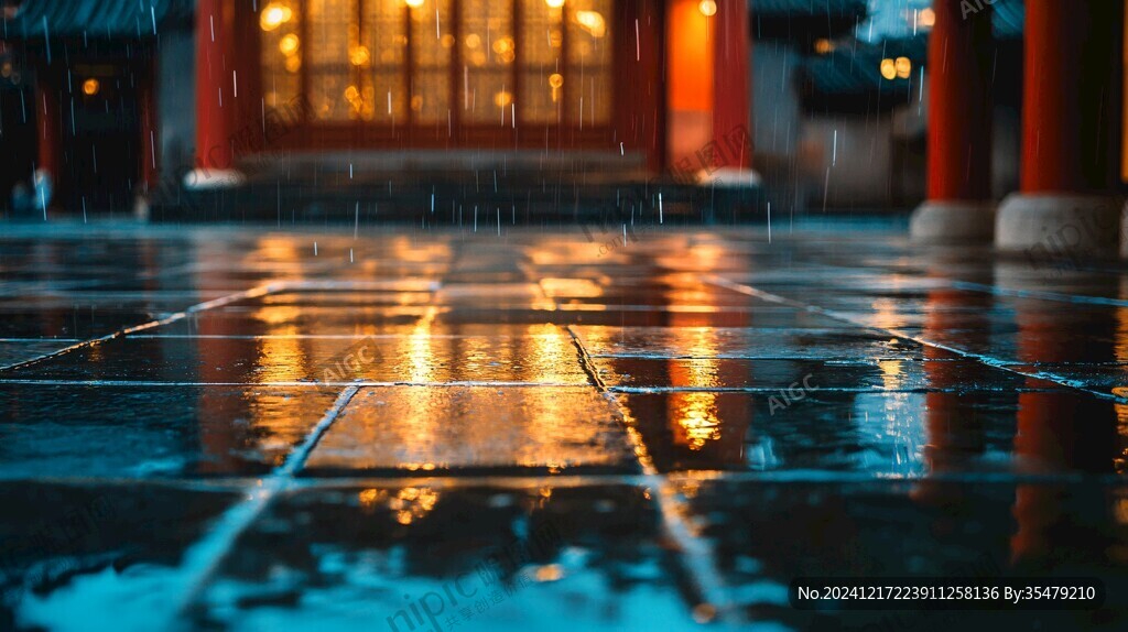 雨水與古建筑