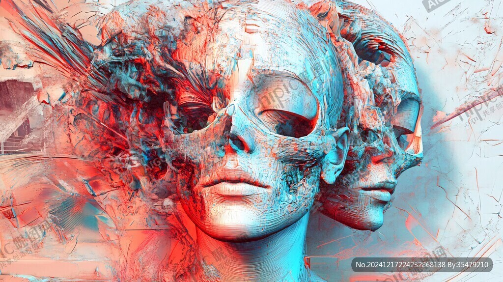 扭曲人像插畫