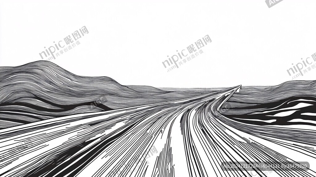 高端山水線包裝插畫