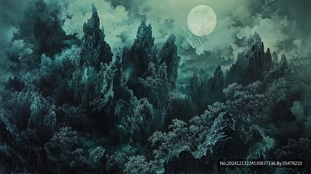 夜景山水畫