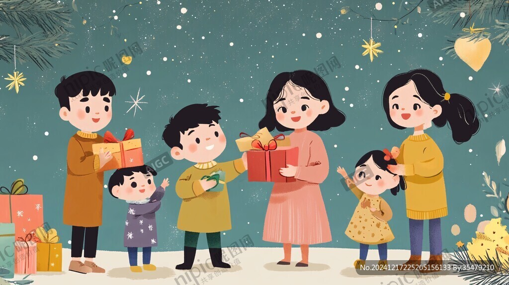 新年家人插畫