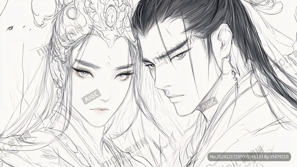 古風(fēng)情侶素描