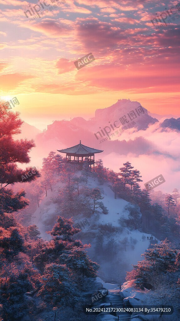 迎客松日出