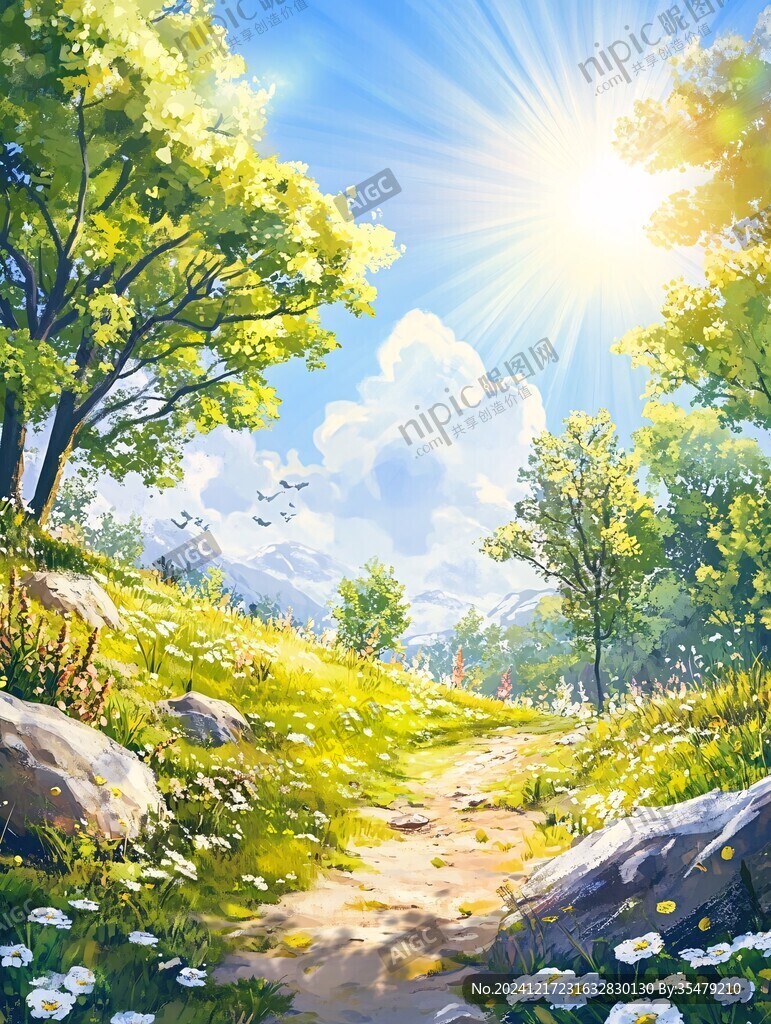 陽(yáng)光晴朗風(fēng)景插畫(huà)