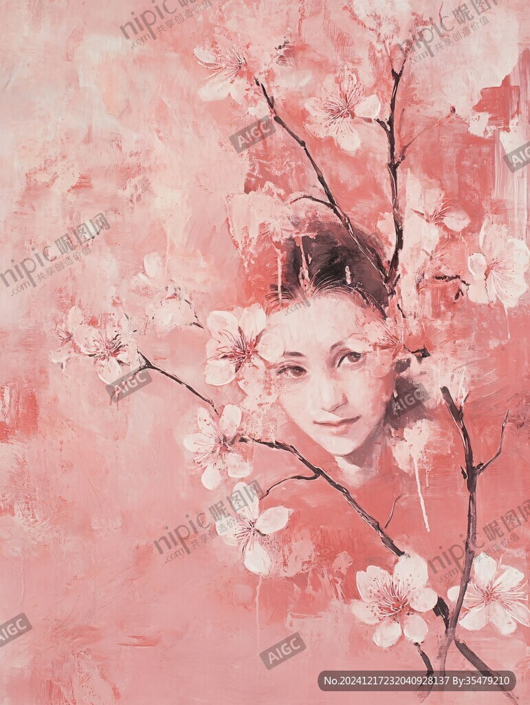 桃花美人插畫