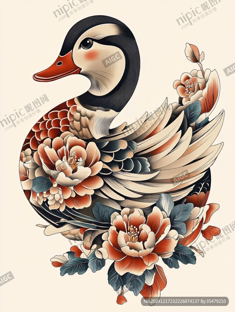 手繪鴛鴦插畫