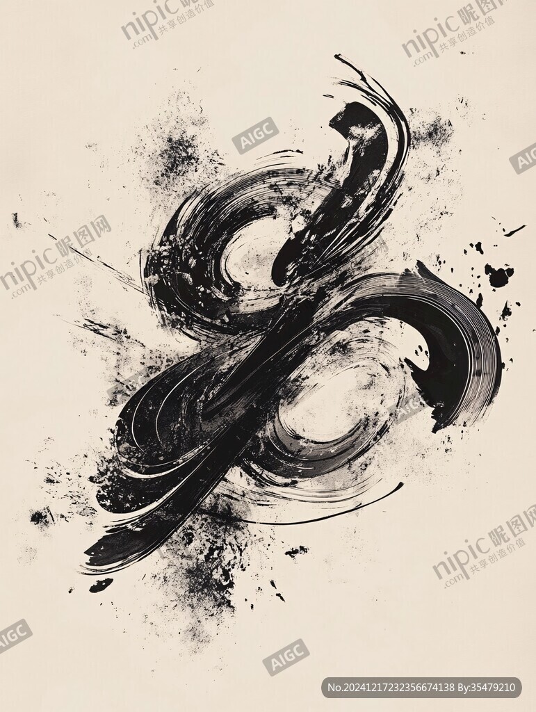 抽象水墨一字水墨化開