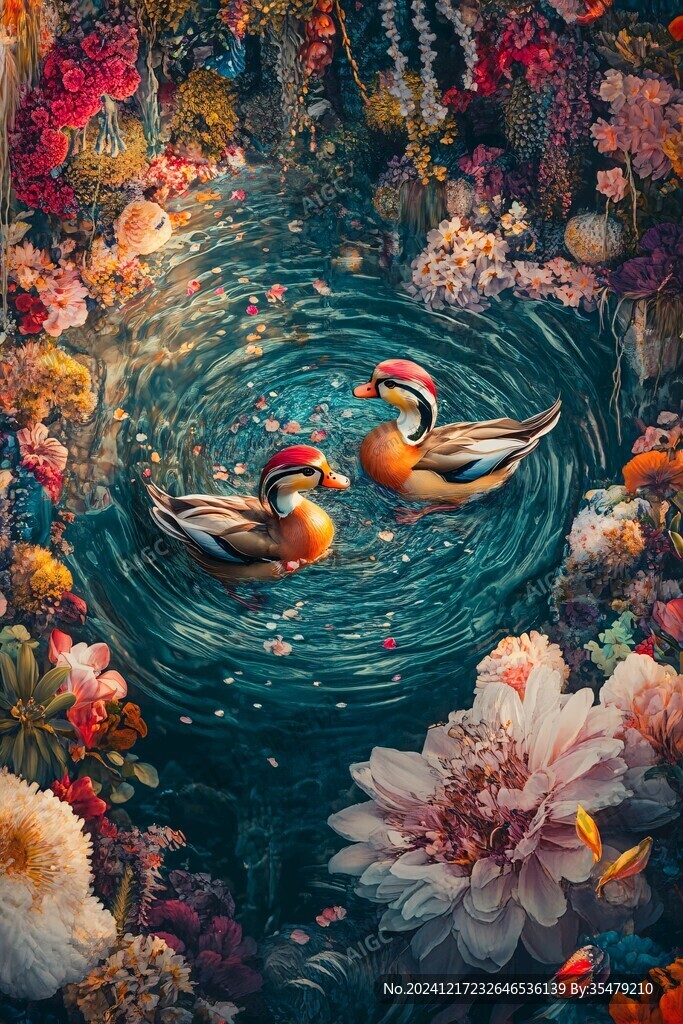 意境蓮花鴛鴦