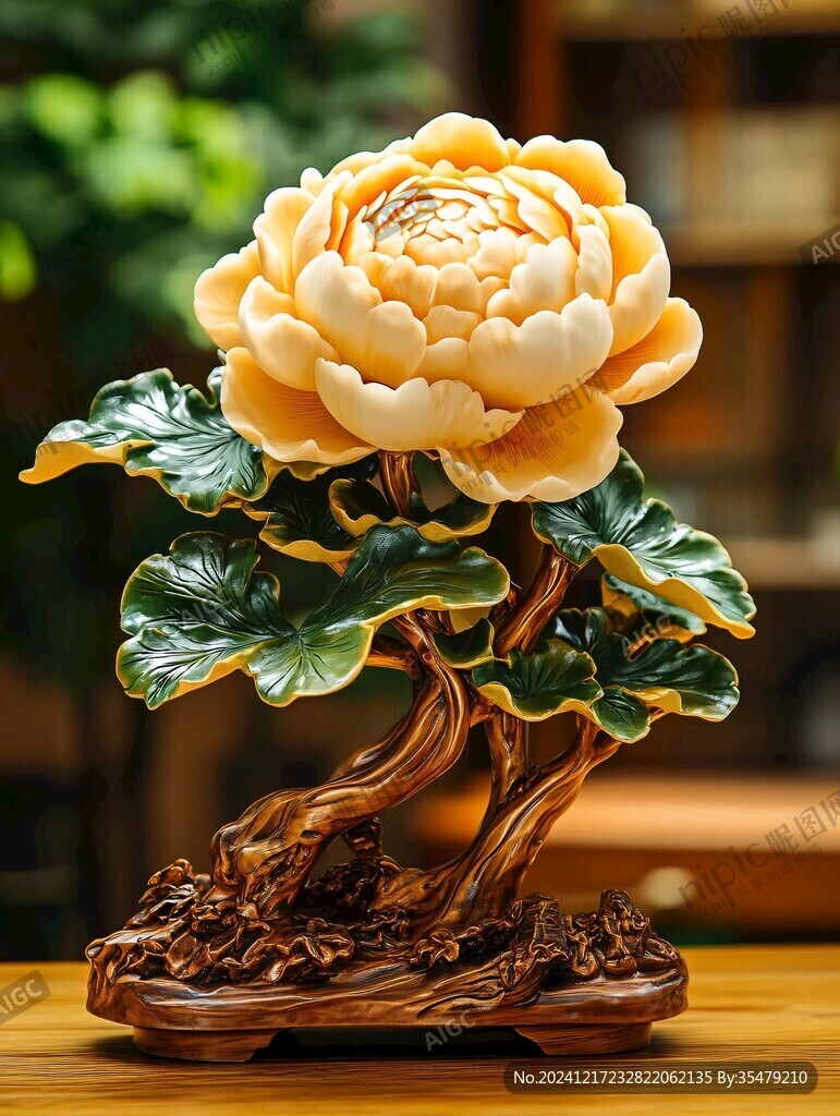 牡丹擺件