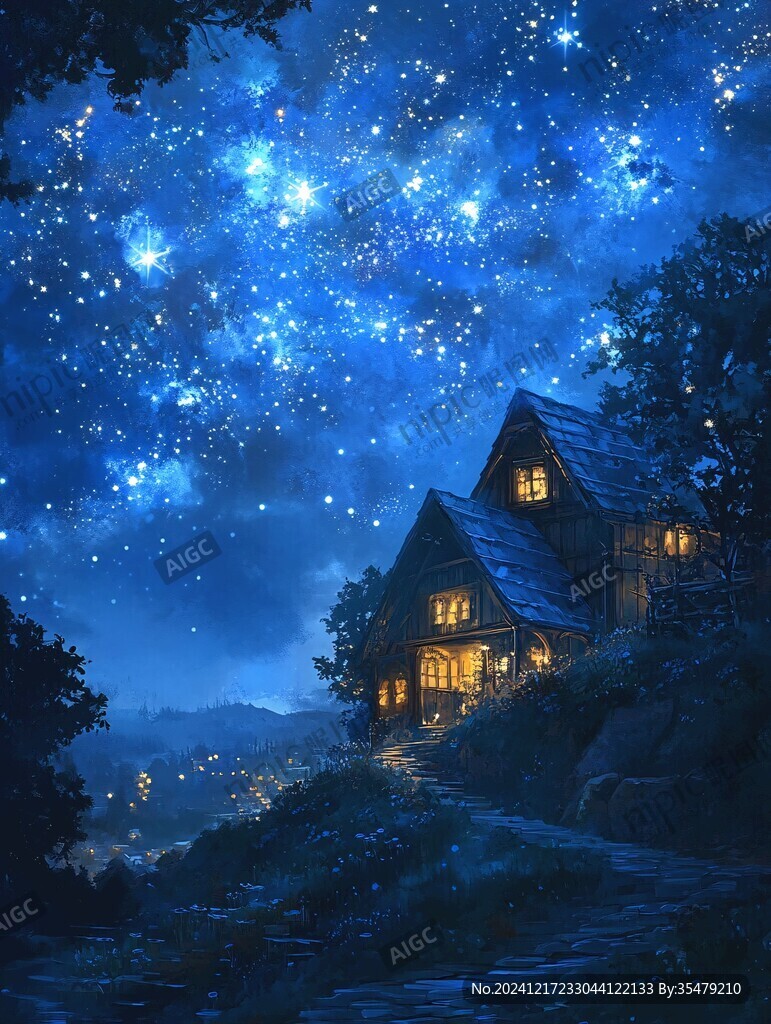 手繪唯美夜晚