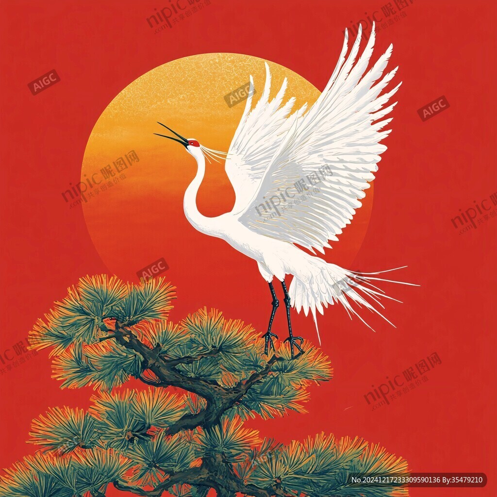 松鶴延年插畫
