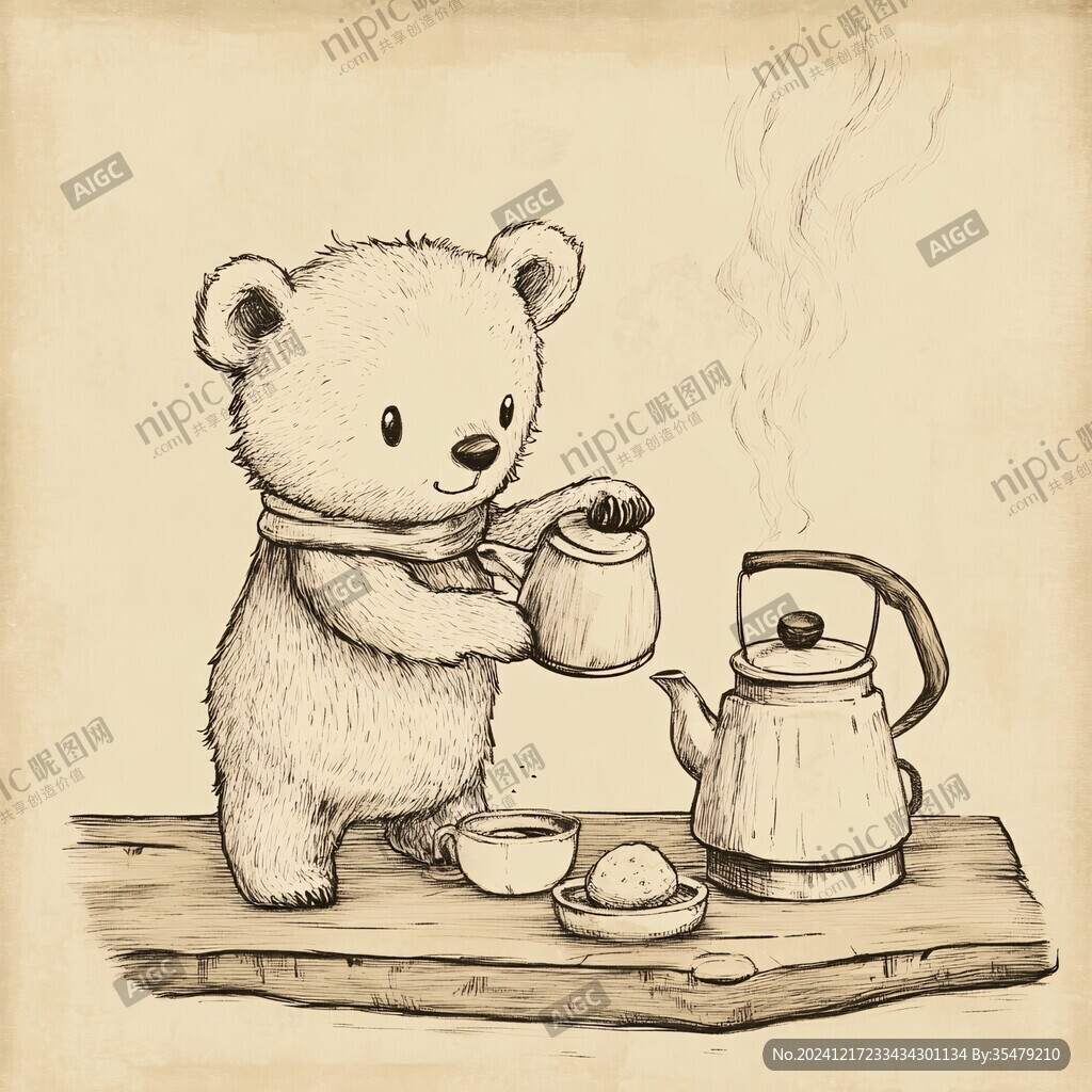 小熊手繪插畫