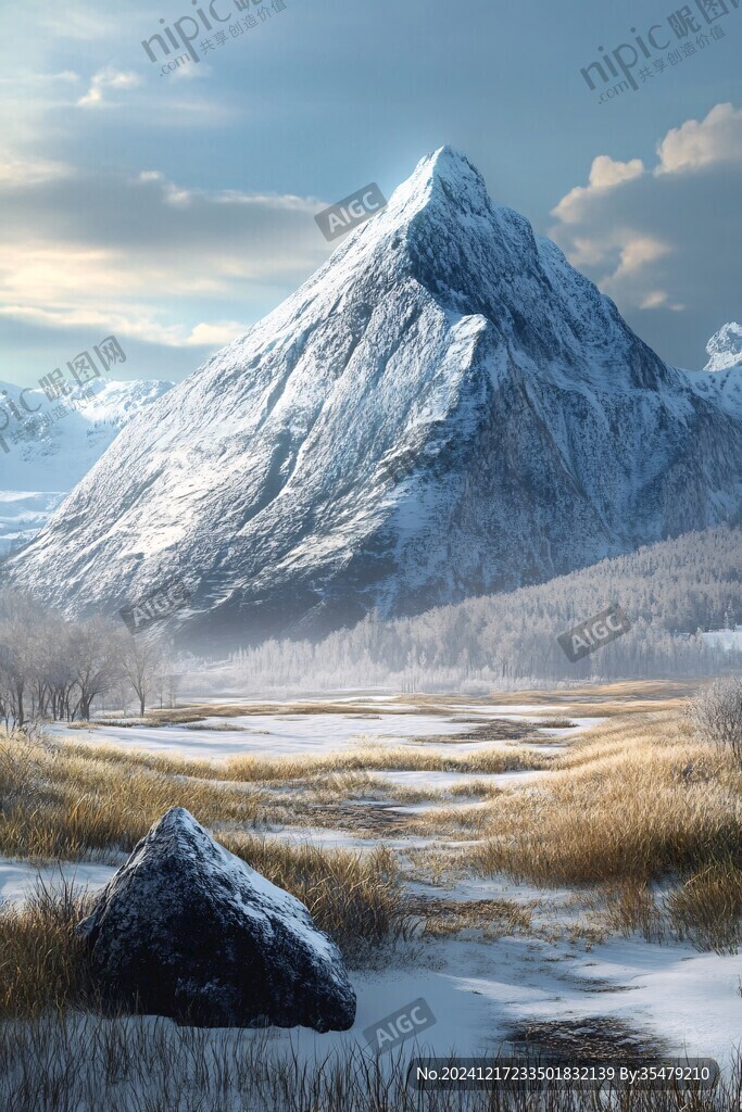 雪山河流濕地草壁紙