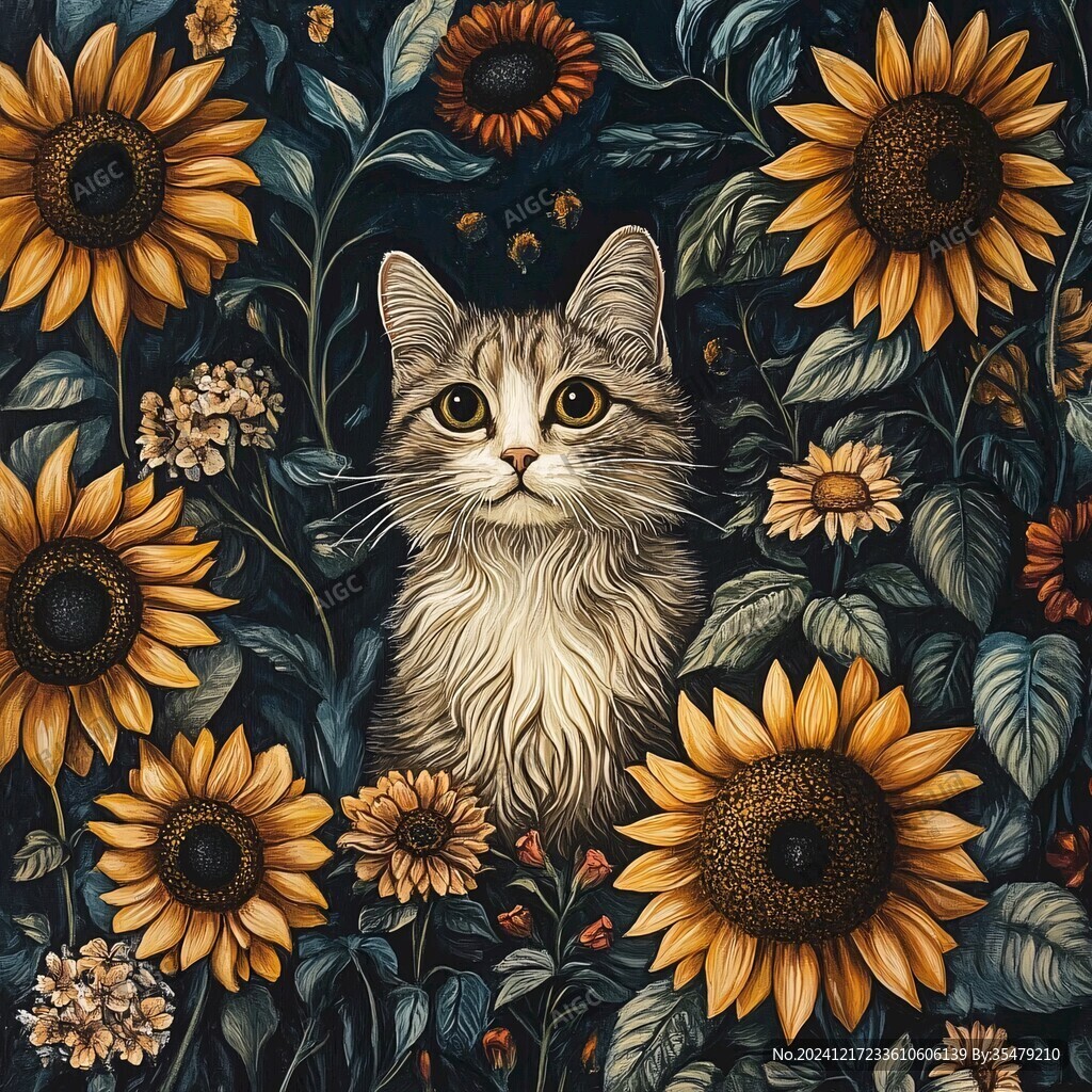 歐美手繪動物花
