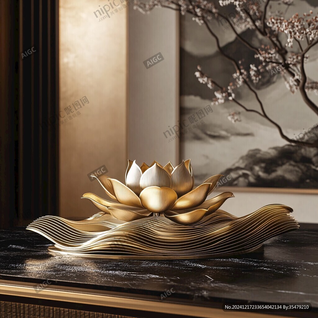 禪意蓮花擺件