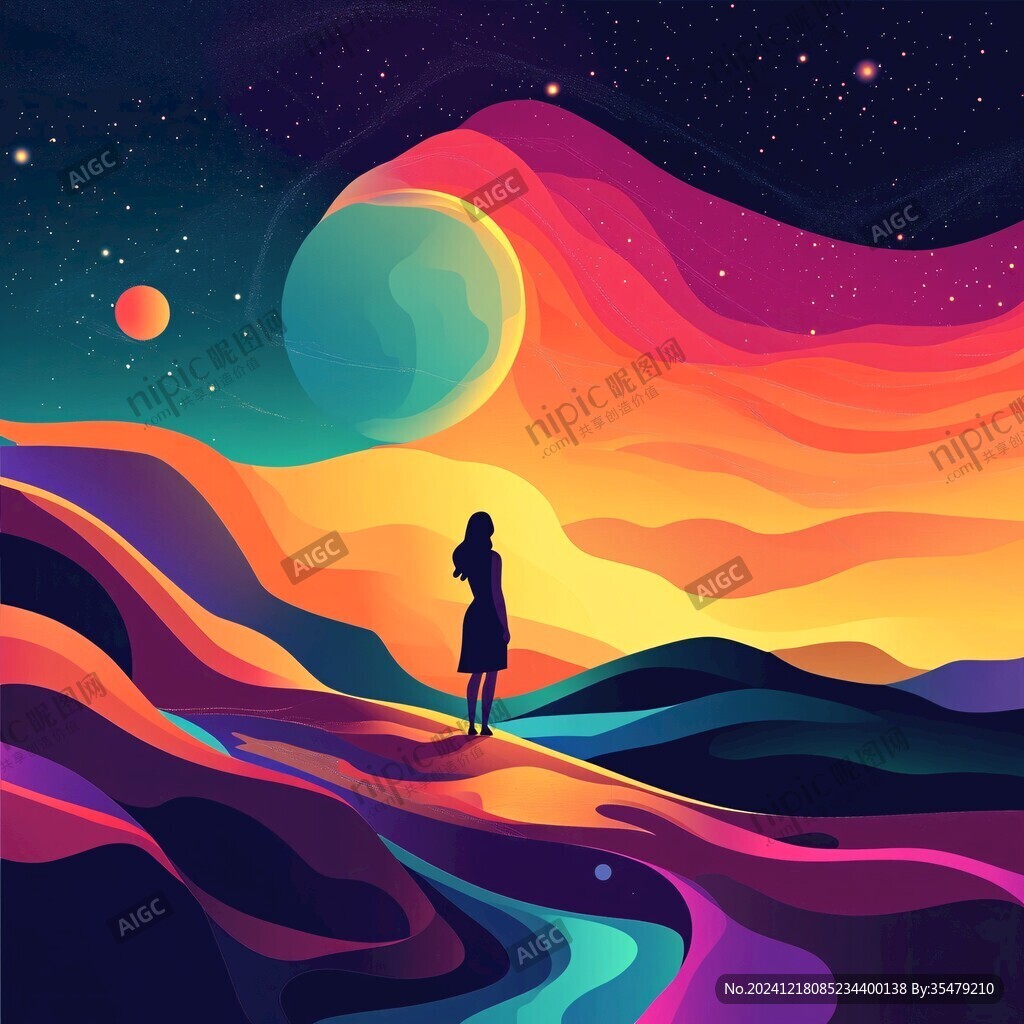 漸變風格插畫