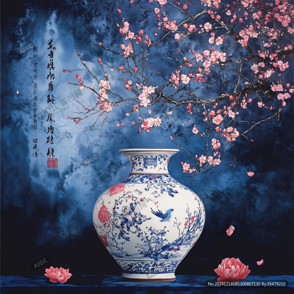 梅花弄影賞瓶
