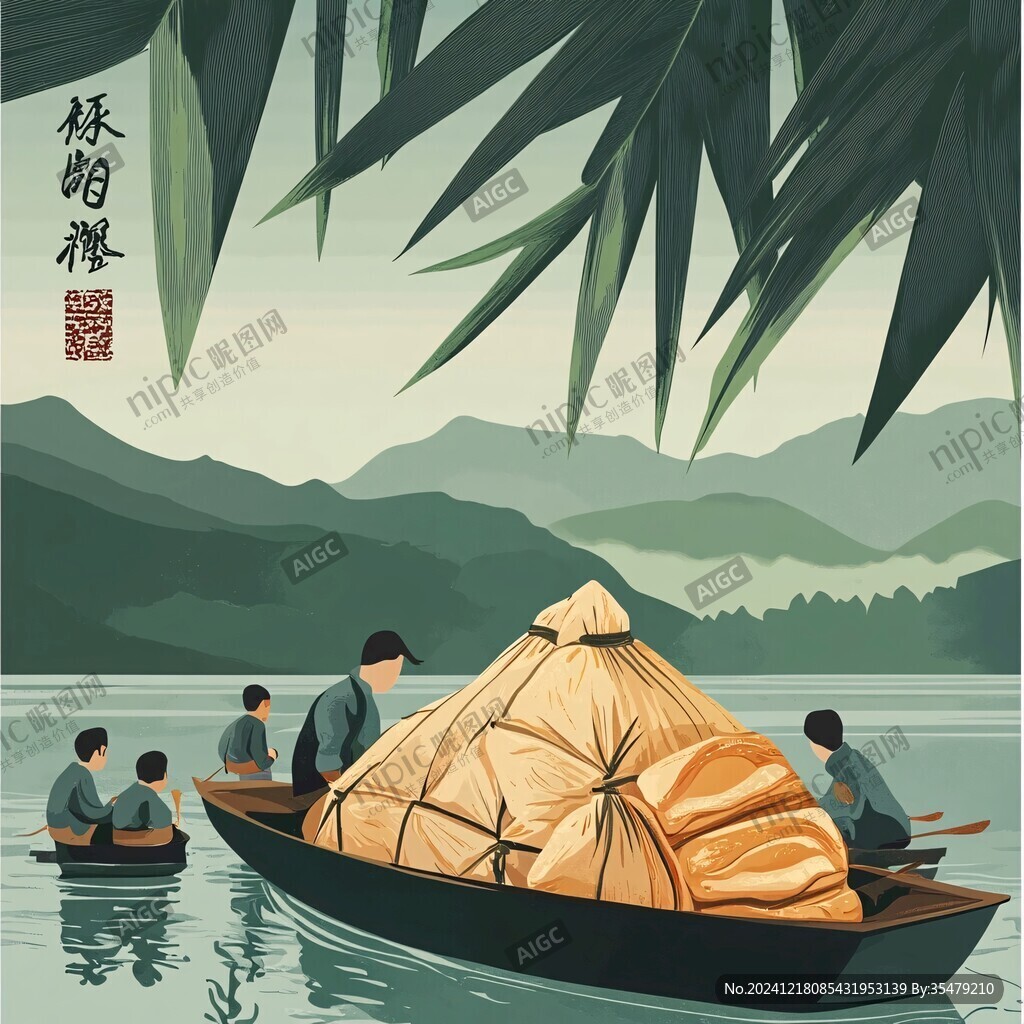 端午節扁平畫