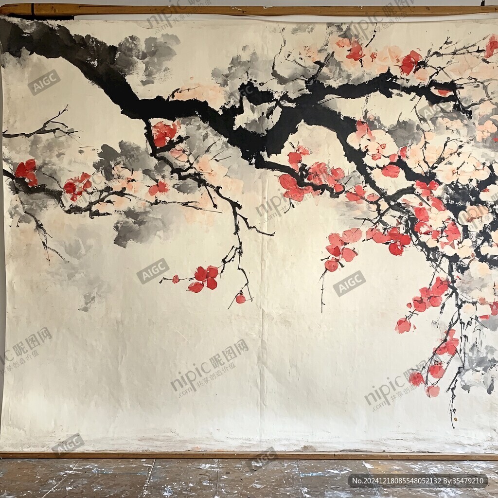 梅壁畫墻紙