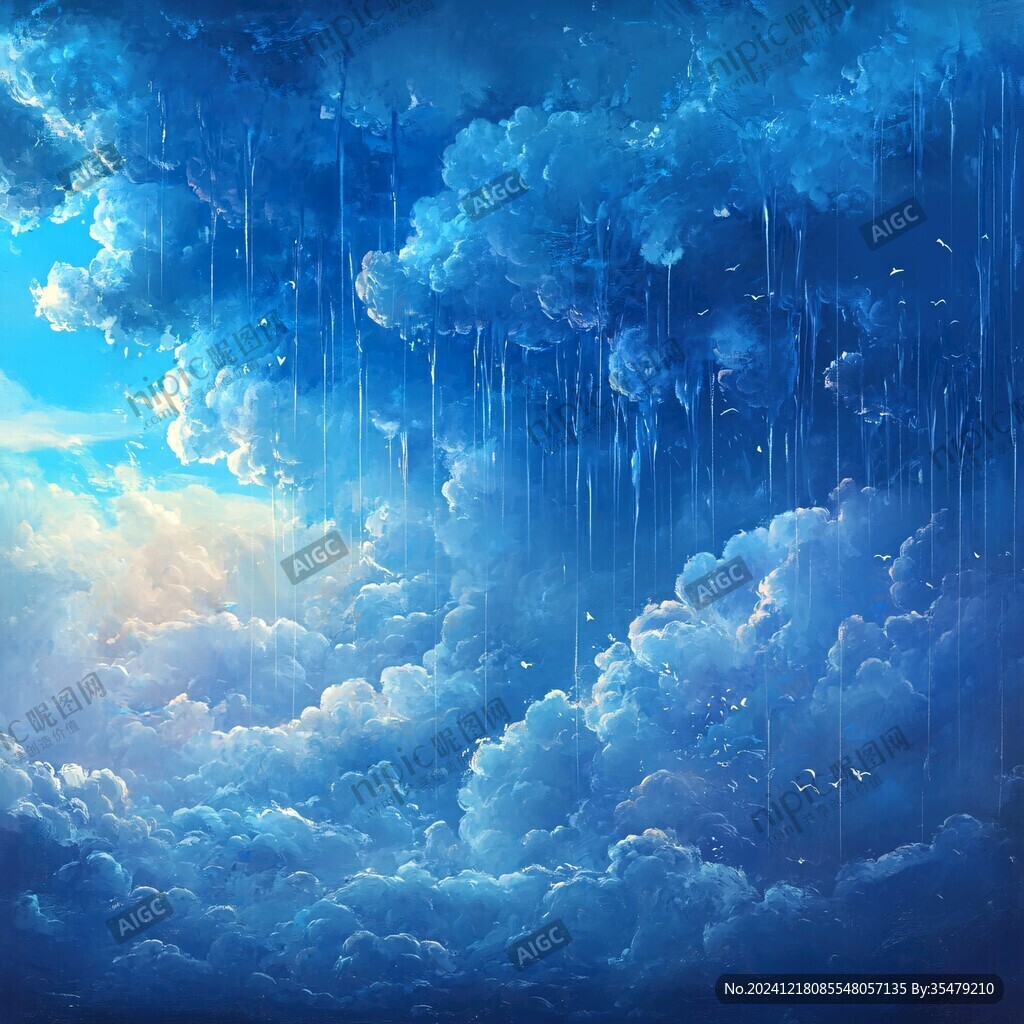 云朵雨滴背景墻