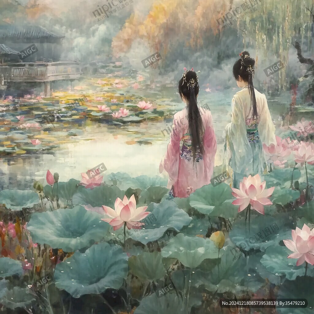 仕女采蓮
