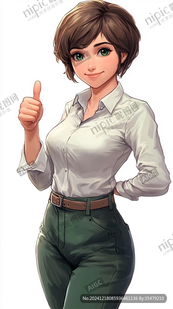 人物插畫短發女生