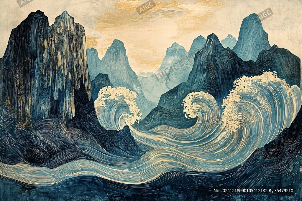 新中式海浪