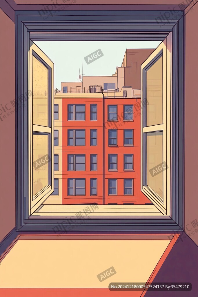 窗臺(tái)插畫