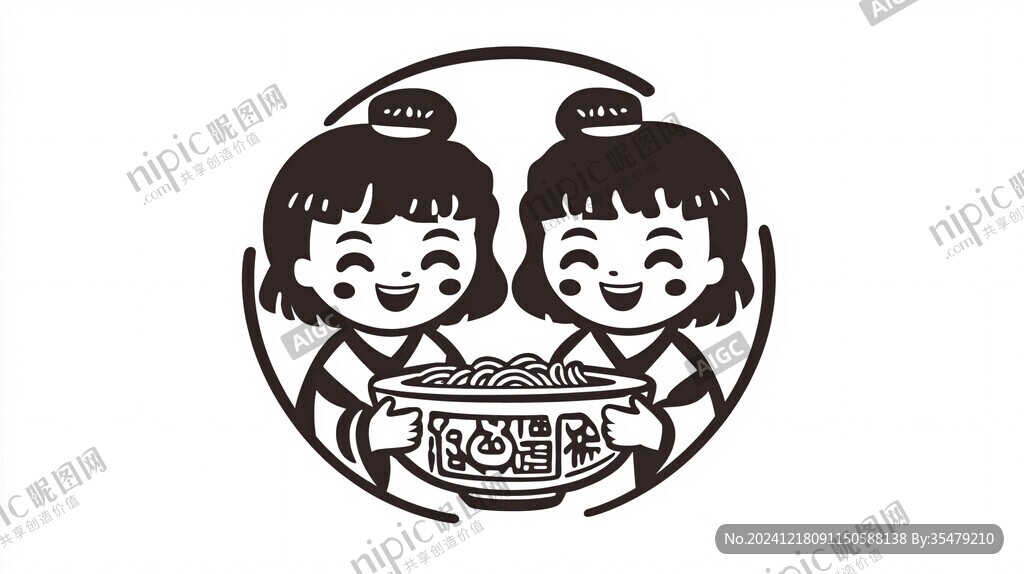 卡通女孩拉面logo